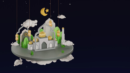 Obraz premium 3d mosque illustration islamic banner