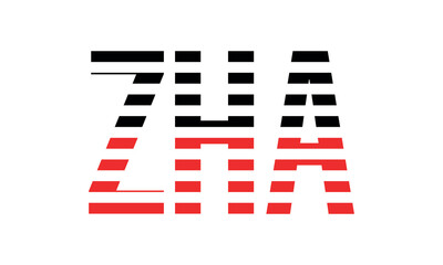 ZHA three initial letter iconic line negative space minimal logo design vector template. monogram, abstract, wordmark, business, typography, minimalist, brand, company, flat, modern, unique, simple