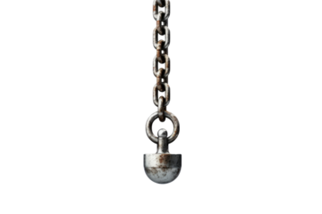 Metal Chain With Hook. A metal chain with a hook attached to one end, designed for securing or hanging items. The chain is sturdy and durable, ideal for heavy-duty applications.
