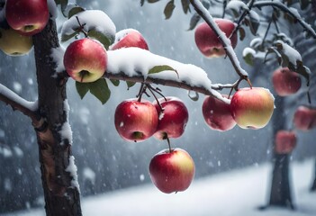 apples in snow