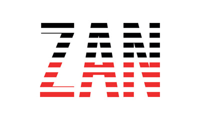 ZAN three initial letter iconic line negative space minimal logo design vector template. monogram, abstract, wordmark, business, typography, minimalist, brand, company, flat, modern, unique, simple