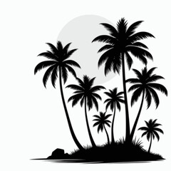 Naklejka premium silhouette of coconut trees