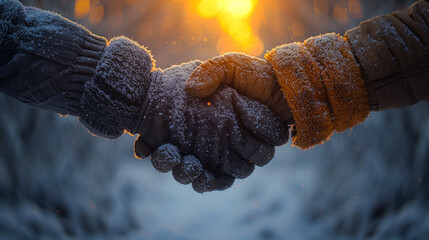 Winter Alliance: A Handshake Amidst the Snow