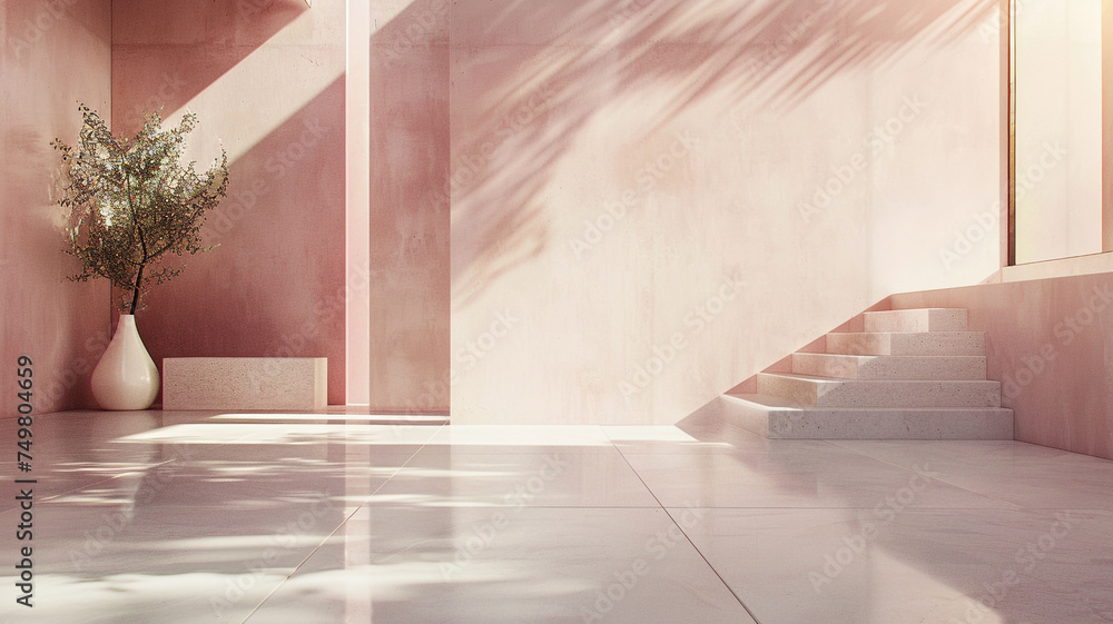 Poster an ultra-high-definition image showcasing a minimalist floor design with polished concrete tiles in 