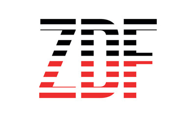 ZDF three initial letter iconic line negative space minimal logo design vector template. monogram, abstract, wordmark, business, typography, minimalist, brand, company, flat, modern, unique, simple