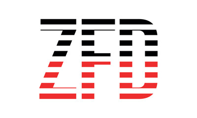 ZFD three initial letter iconic line negative space minimal logo design vector template. monogram, abstract, wordmark, business, typography, minimalist, brand, company, flat, modern, unique, simple