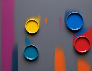 6. Design of a circular pattern with a grey background and multicolored paint textures. 