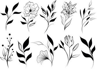 Set of floral elements