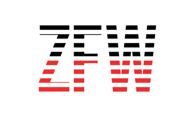 ZFW three initial letter iconic line negative space minimal logo design vector template. monogram, abstract, wordmark, business, typography, minimalist, brand, company, flat, modern, unique, simple