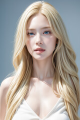 Naklejka premium Gorgeous Young Female Model - Fashion or Cosmetics Model - Beauty with Perfect Fine Features - Beautiful Smooth Hair