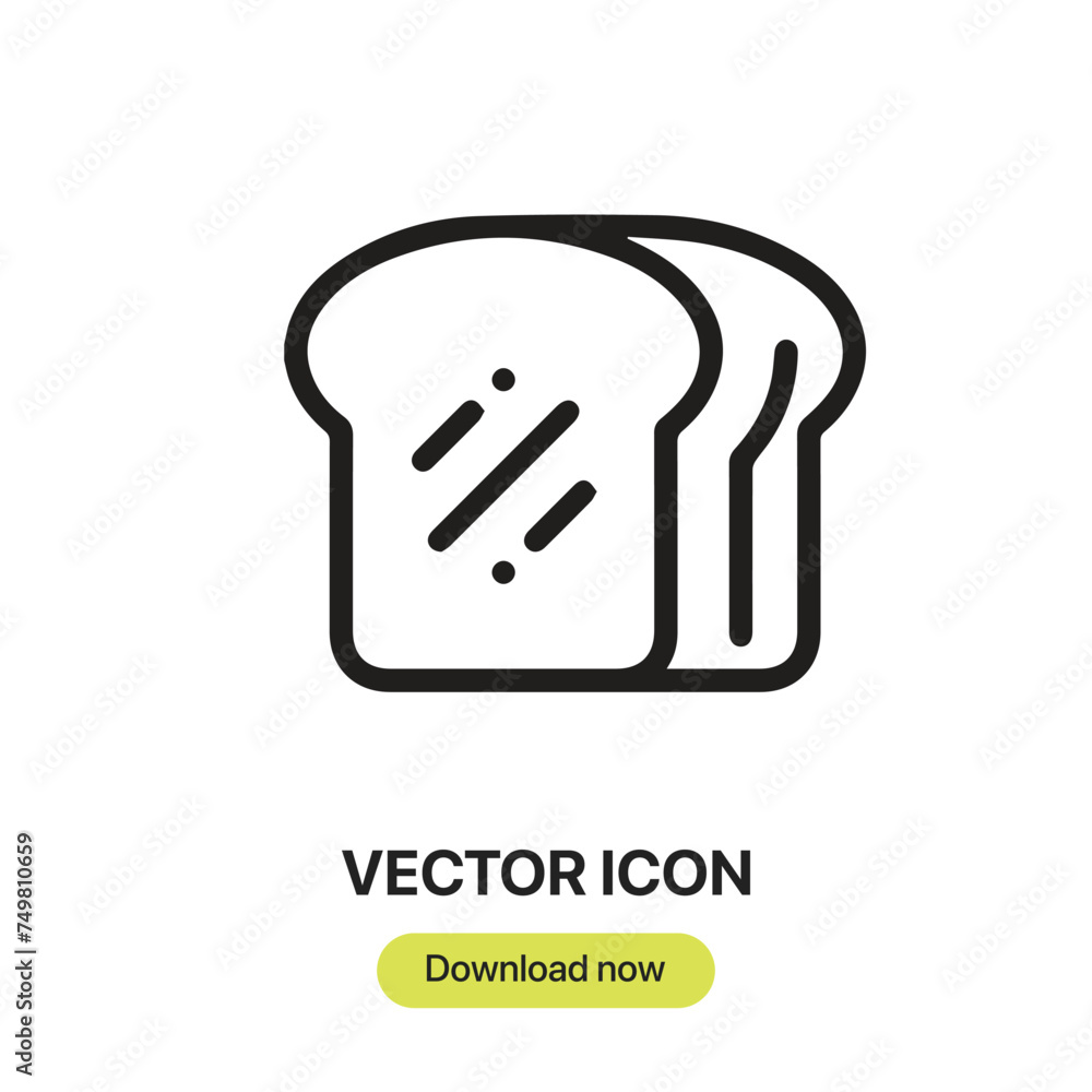 Poster bread icon vector. linear-style sign for mobile concept and web design. bread symbol illustration. p