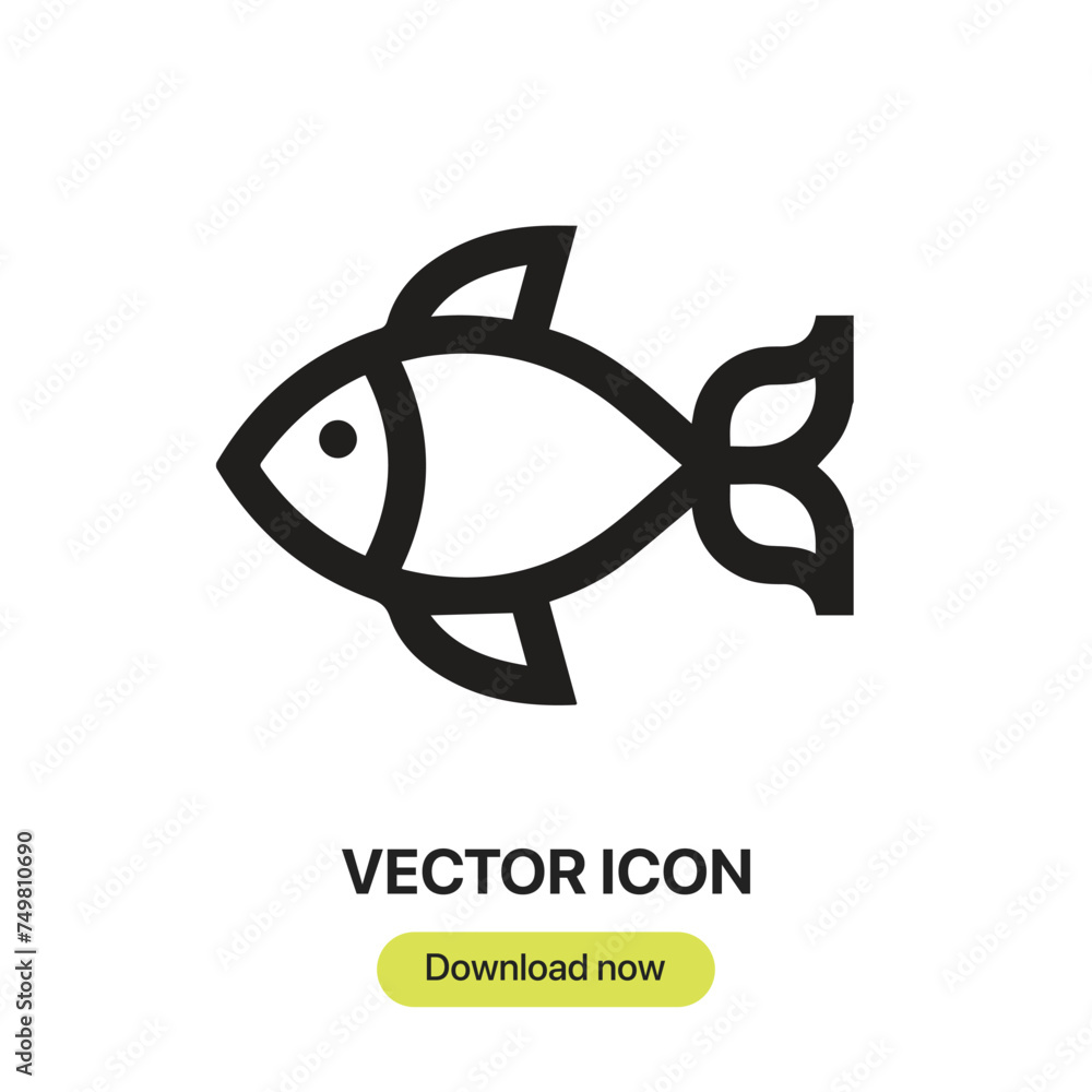 Poster fish icon vector. linear-style sign for mobile concept and web design. fish symbol illustration. pix