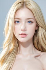 Fototapeta premium Gorgeous Young Female Model - Fashion or Cosmetics Model - Beauty with Perfect Fine Features - Beautiful Smooth Hair