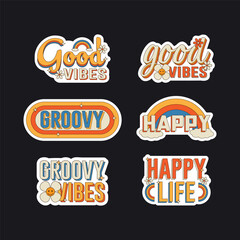 Set of retro vintage theme positive lettering stickers