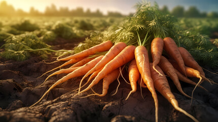 Fresh organic carrots, carrot background