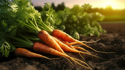 Fresh organic carrots, carrot background