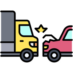 Truck crash with a car icon, car accident and safety related vector illustration