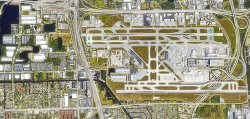 Obraz premium Photography on the environmental impact on Nature and the United States landscape of human presence, from the air, ecological photography,