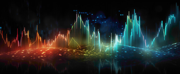 Energetic stock market graph pulsating with the rhythm of economic activity, reflecting the pulse of financial markets.
