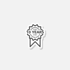  Ten years experience vector icon sticker isolated on gray background