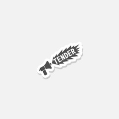 Tender megaphone icon sticker isolated on gray background