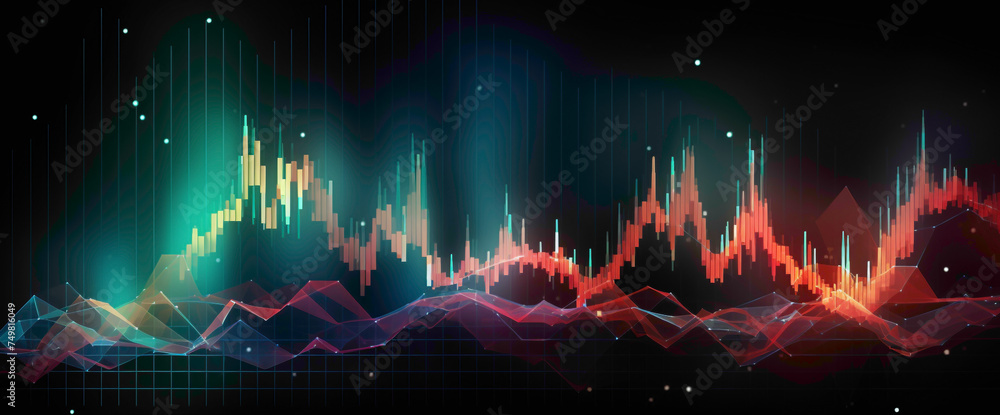 Wall mural energetic stock market graph reminiscent of a pulsating heartbeat, showcasing the vitality of financ