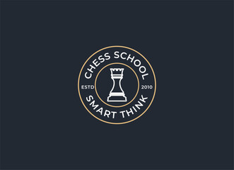 Fototapeta premium Vintage style chess logo design vector.
