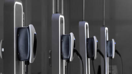 EV charging and electric car, Electric car charging station for charge EV battery, Plug for vehicle...