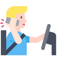 Using phone while driving icon, car accident and safety related vector illustration