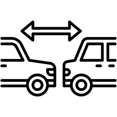 Range between car icon, car accident and safety related vector illustration
