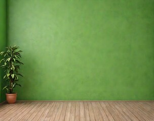 room with green wall and floor