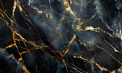 Texture of Black Marble with Gold Veins,Generative AI  - obrazy, fototapety, plakaty