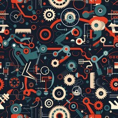 Seamless Repeating Pattern of Mechanical Parts
