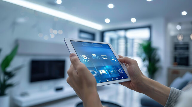 Smart home control at a fingertip, modern living through a tablet interface