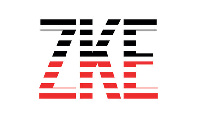 ZKE three initial letter iconic line negative space minimal logo design vector template. monogram, abstract, wordmark, business, typography, minimalist, brand, company, flat, modern, unique, simple