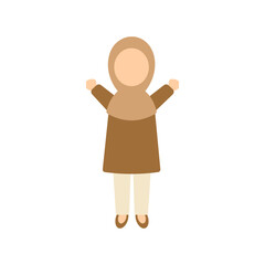 Faceless Malay Hijab Woman character vector illustration on white background