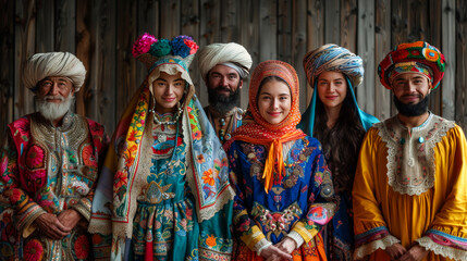 Naklejka premium World Fashion Parade: Traditional Outfits from Across the Globe