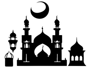 hand-drawn silhouette of a mosque