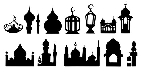hand-drawn silhouettes of mosque domes