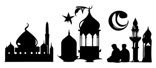 professionally handmade Ramadan silhouette doodles