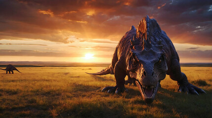 Obraz na płótnie Canvas Dinosaur, prehistoric animals and wildlife background, wallpaper, t rex predator