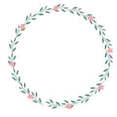 Fototapeta na wymiar Hand drawn floral frames with flowers. Wreath. Elegant logo template. Vector illustration for labels, branding business identity, wedding invitation