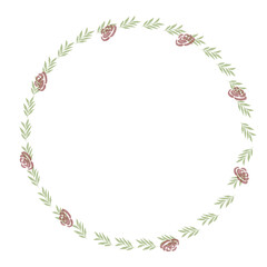 Hand drawn floral frames with flowers. Wreath. Elegant logo template. Vector illustration for labels, branding business identity, wedding invitation