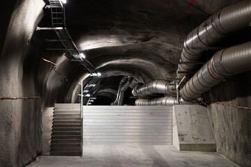 dark, black passages - tunnel system in an underground power station