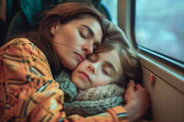Tranquil Journey: A Family's Peaceful Moment in Transit