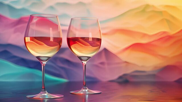 ワイングラスとカラフル背景,Generative AI 