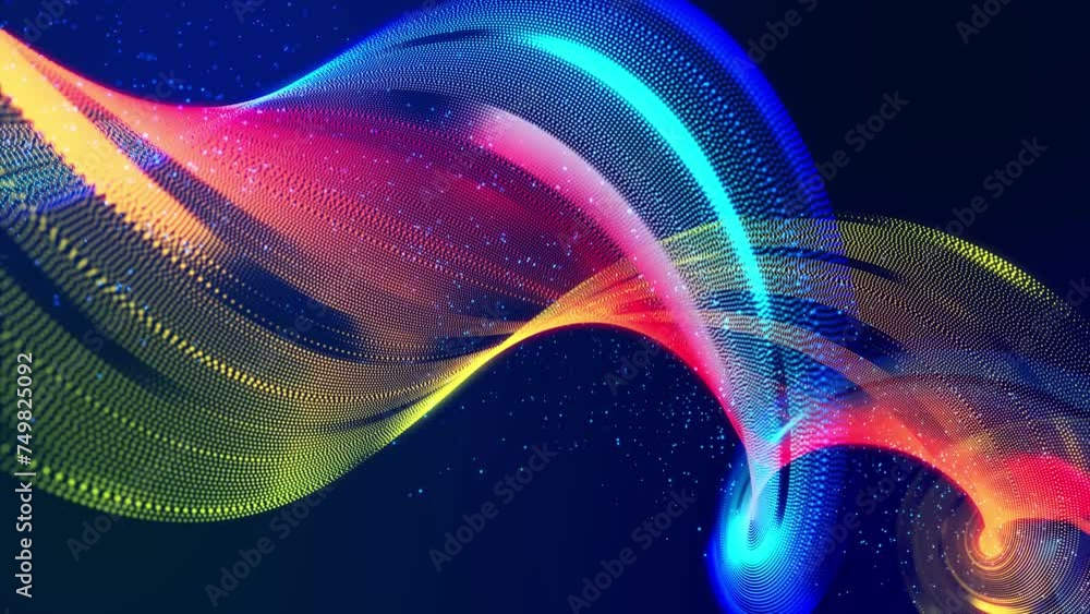 Poster surface composed of luminous particles that form a spiral structure. captivating seamless looped ani