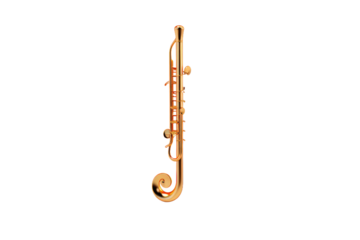 Brass Trombone. A brass trombone is displayed against a plain white background. The intricate design of the instrument is highlighted, showing the slide, bell, and mouthpiece.