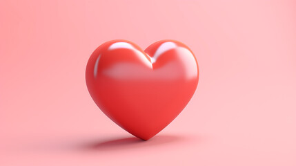 3d red heart on pink background. heart icon like and love background.