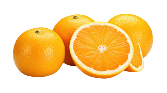 Group of Oranges Arranged Side by Side. A group of oranges are neatly lined up next to each other, showcasing their vibrant orange color and round shape. on White or PNG Transparent Background.